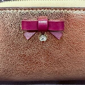 Kate Spade NWT Metallic Wallet Bow Detail - After Wrapping The Party collection!